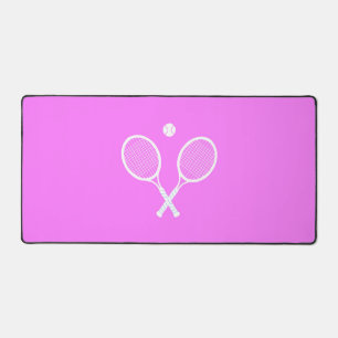 テニスラケットとボールパーティー深いPInk デスクマット