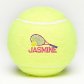 テニスラケットとボールピンクブルーのグラフィックカスタム テニスボール (裏面)