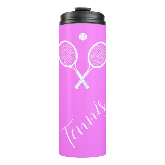 テニスラケットとボールピンク タンブラー (正面)