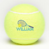 テニスラケットとボールブルーシアングラフィックカスタム テニスボール (裏面)