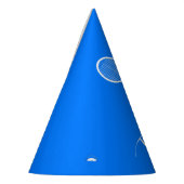 テニスラケットとボールブルー パーティーハット (左)