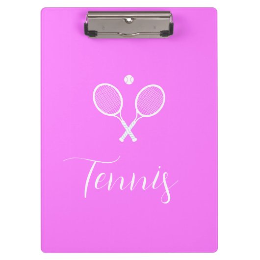 テニスラケットとボール深いピンク クリップボード (正面)