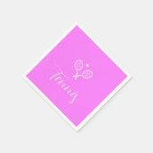 テニスラケットとボール深いピンク スタンダードカクテルナプキン (角)