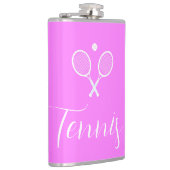 テニスラケットとボール深いピンク フラスク (右)