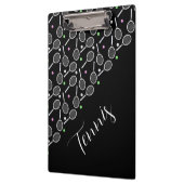 テニスラケットとボール ブラック クリップボード (左)