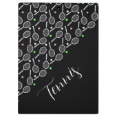 テニスラケットとボール ブラック クリップボード (裏面)