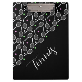 テニスラケットとボール ブラック クリップボード