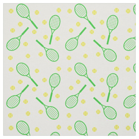 テニスラケットとボール-緑と黄色 ファブリック (見本)