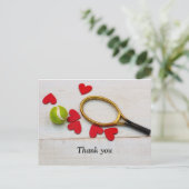 テニスラケットとラブボール赤いハート ポストカード (スタンド正面)