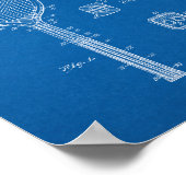 テニスラケットと同様の特許 – 青写真 ポスター (角)