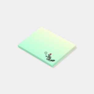 テニスラケットのクリスマスを飾るサンタハットリス ポストイット