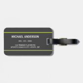 テニスラケットの名前入りな一流の緑および灰色 ラゲッジタグ (裏面横)