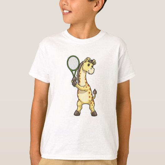 テニスラケットを持つキリン Tシャツ (正面)