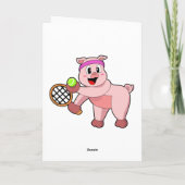 テニスラケットを持つテニスの豚 カード (裏面)