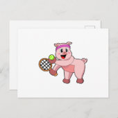 テニスラケットを持つ豚 ポストカード (正面/裏面)