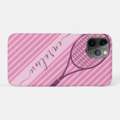 テニスラケットガール名ピンクかわいいストライプのスポーツ Case-Mate iPhoneケース (裏面(横))