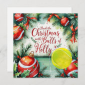 テニスラケットクリスマスをテーマにした シーズンカード (正面/裏面)