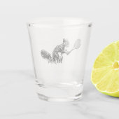 テニスラケットシルエット付きリス ショットグラス (裏面)