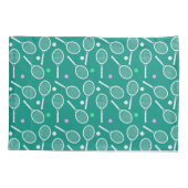 テニスラケットパターングリーン 枕カバー (裏面)