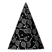 テニスラケットパターン贅沢なブラック パーティーハット (裏面)