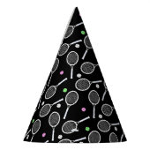 テニスラケットパターン贅沢なブラック パーティーハット (左)