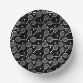 テニスラケットパターン贅沢なブラック ペーパーボウル (正面)