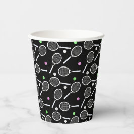 テニスラケットパターン贅沢なブラック 紙コップ