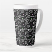 テニスラケットパターン カフェラテマグ (右アングル)