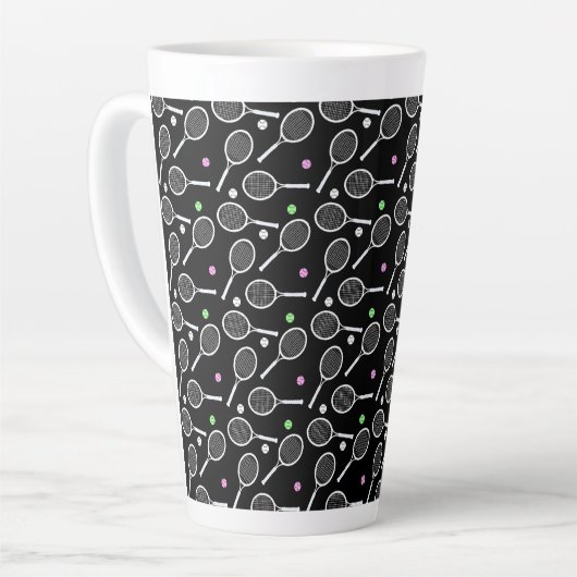 テニスラケットパターン カフェラテマグ (左アングル)