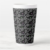 テニスラケットパターン カフェラテマグ (正面)