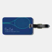 テニスラケットパーソナライズされたブルーラゲッジタグ ラゲッジタグ (裏面横)