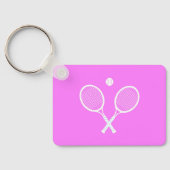 テニスラケットパーティー深いピンク キーホルダー (裏面)