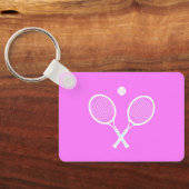 テニスラケットパーティー深いピンク キーホルダー (裏面)