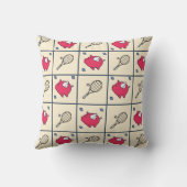 テニスラケットベビー飛んでいるピンクピッグ クッション (裏面)