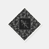 テニスラケットボールパターンイニシャル&ネームモノグラム スタンダードカクテルナプキン (角)