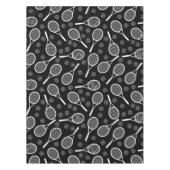 テニスラケットボール白黒アスレティックパターン テーブルクロス (正面)