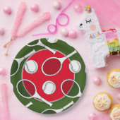 テニスラケットボール黒インク赤緑のクリスマス ペーパープレート (パーティー)