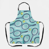 テニスラケットボール&キッズガールズネームパターンカワイイ エプロン (正面)