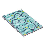 テニスラケットボール&キッズガールズネームパターンカワイイ ノートブック (右側)