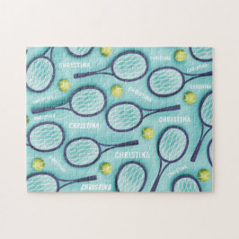 テニスラケットボール&キッズ名パタンかわいいスポーツ ジグソーパズル