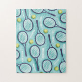 テニスラケットボール&キッズ名パタンかわいいスポーツ ジグソーパズル (縦)