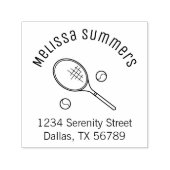 テニスラケットラケットとボールアーチアドレス セルフインキングスタンプ (デザイン)