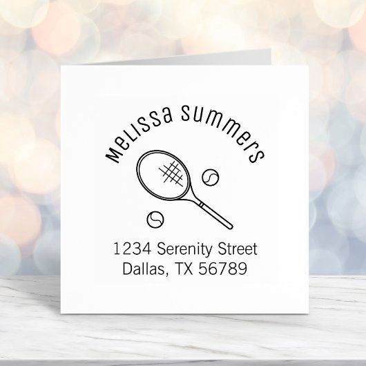 テニスラケットラケットとボールアーチアドレス セルフインキングスタンプ