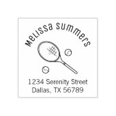 テニスラケットラケットとボールアーチアドレス ラバースタンプ (インプリント)