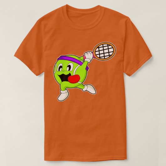 テニスラケット付きテニスボール Tシャツ (デザイン正面)
