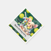 テニスラケット及びボール1歳パーティー スタンダードカクテルナプキン (角)