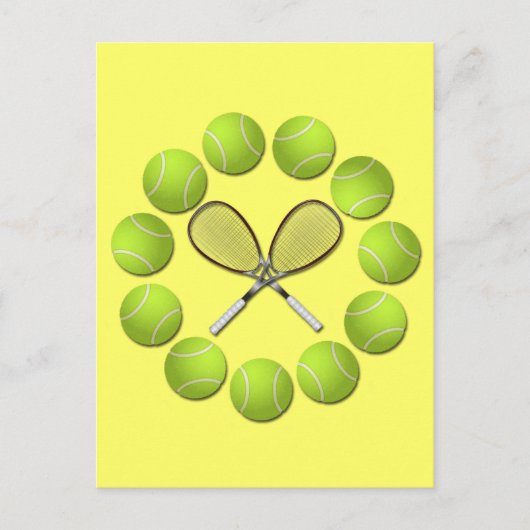 テニスラケット及びボール ポストカード (正面)