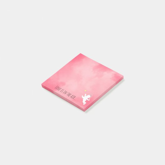 テニスラケット愛好のピンクキューピッド ポストイット (アングル)