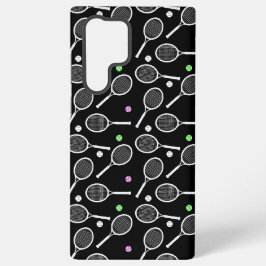テニスラケット柄 ブラック SAMSUNG GALAXY S22 ULTRAケース