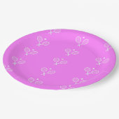 テニスラケット深いピンク背景 ペーパープレート (アングル)